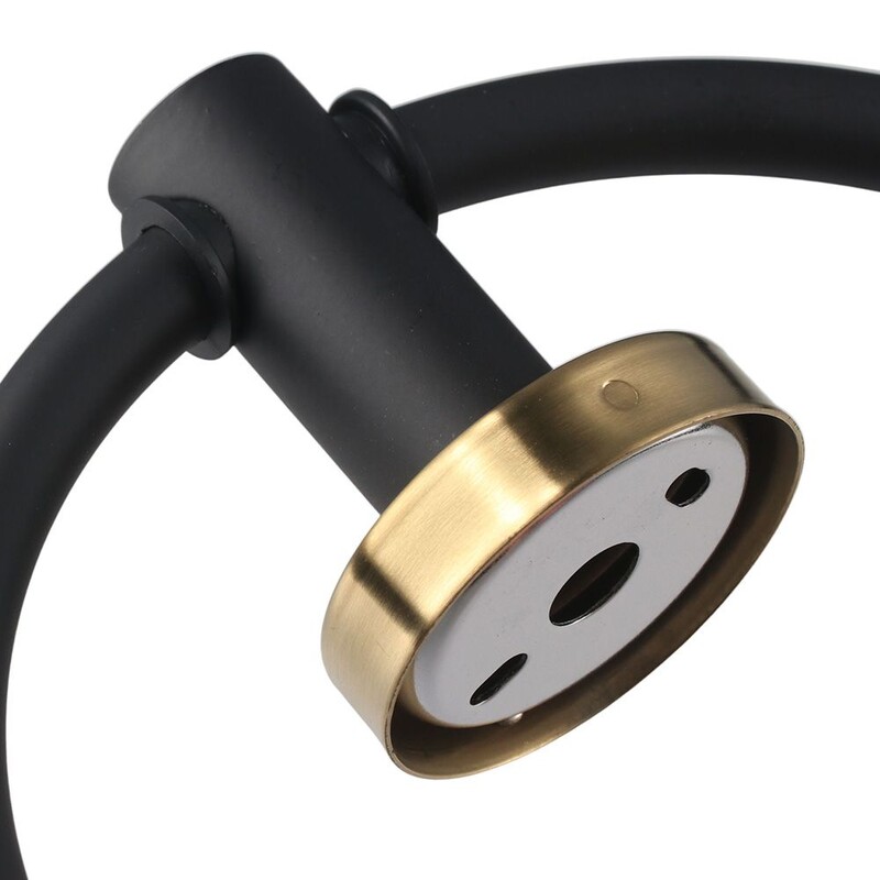 Черен и златен пръстен за хавлии, държач за хавлии за ръце, монтирана на стена декоративна кръгла закачалка за хавлии, издръжлива лента за хавлии за баня от неръждаема стомана