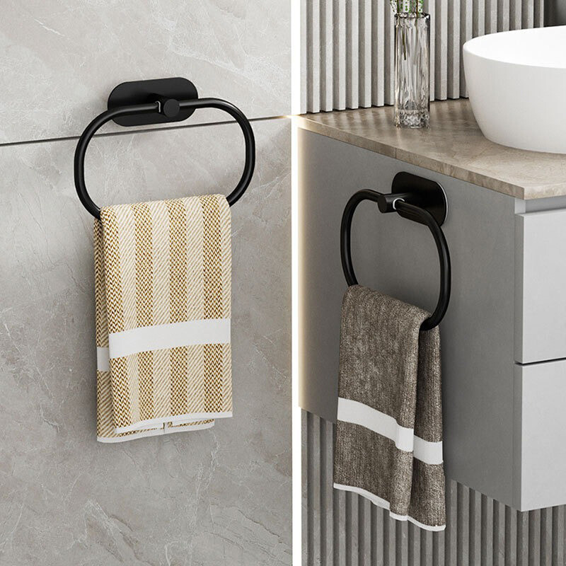 Баня Самозалепващ пръстен за кърпи от неръждаема стомана Овален държач за кърпи Стенен държач за кърпи за ръце за кухня Баня Roomath Roomath