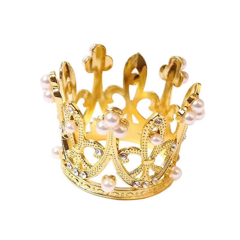 2 бр. Пръстени за салфетки Нова метална корона Закопчалка за салфетки Перлени кристали Пръстени за салфетки Домашна кухненска маса Външна декорация