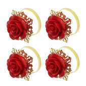 Metāla salvešu gredzens, Rožu rotājumi, 4/6 gab., Piemērots kāzu vakariņām, galda ballīte DIY roku darbs