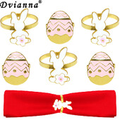 6Pcs Pink Eggs Zeko prstenovi za salvete Metalni držač za salvete zec za proljeće ljeto sezonski praznici Dekoracija kuhinjskog stola