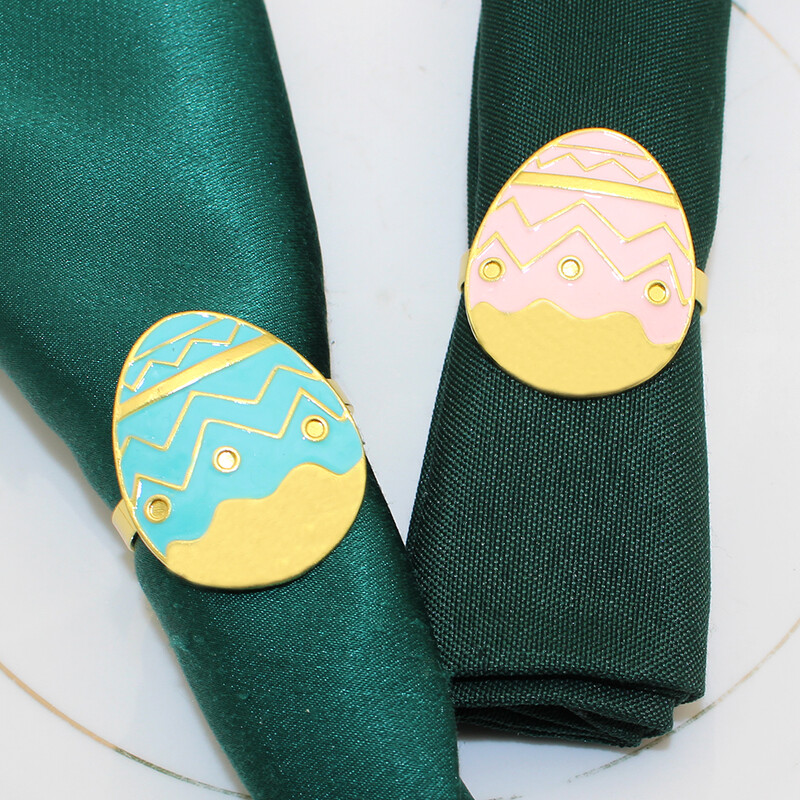 6Pcs Pink Eggs Zeko prstenovi za salvete Metalni držač za salvete zec za proljeće ljeto sezonski praznici Dekoracija kuhinjskog stola