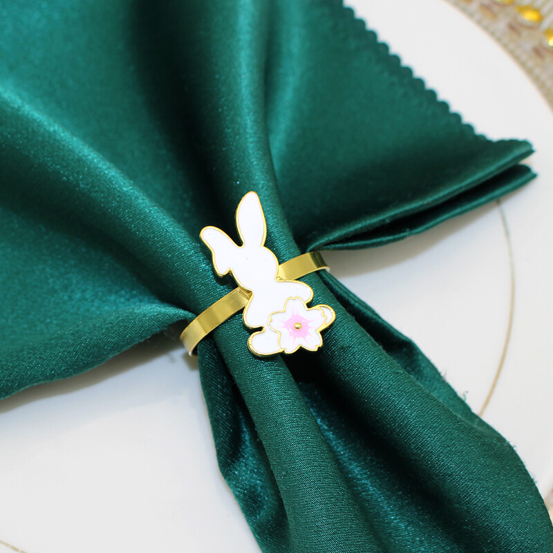 6Pcs Pink Eggs Zeko prstenovi za salvete Metalni držač za salvete zec za proljeće ljeto sezonski praznici Dekoracija kuhinjskog stola