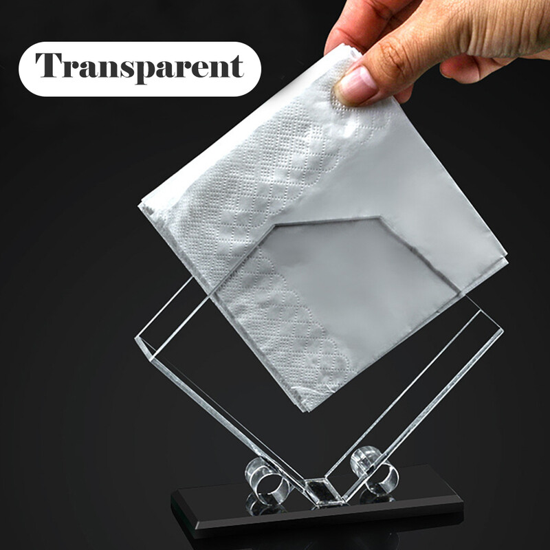 Поставка за салфетки Прозрачна акрилна тава за салфетки Поставка за хартия Решетъчен органайзер Карирани салфетки Дозатор за кърпички Настолен