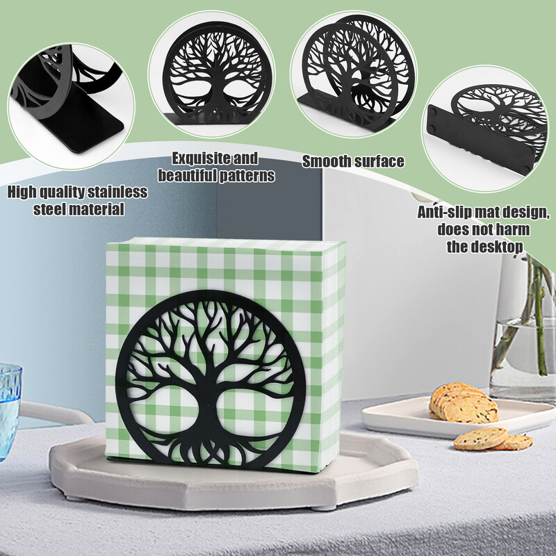 Držač salveta Moderni crni držač salveta za stol Držač salveta od nehrđajućeg čelika Veleprodaja za kuhinju Kavana Blagovaonica