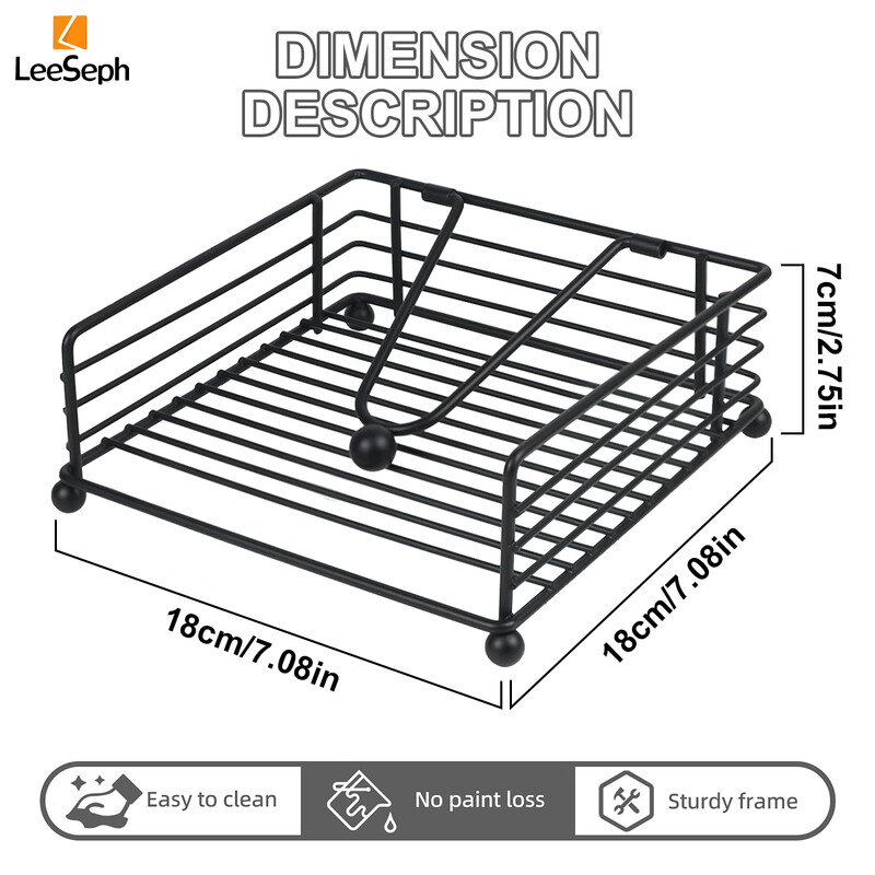 Držač za salvete Leeseph, pogodan za kuhinju, restoran i vanjsku upotrebu, odgovara različitim stilovima dekoracije blagovaonice, crna