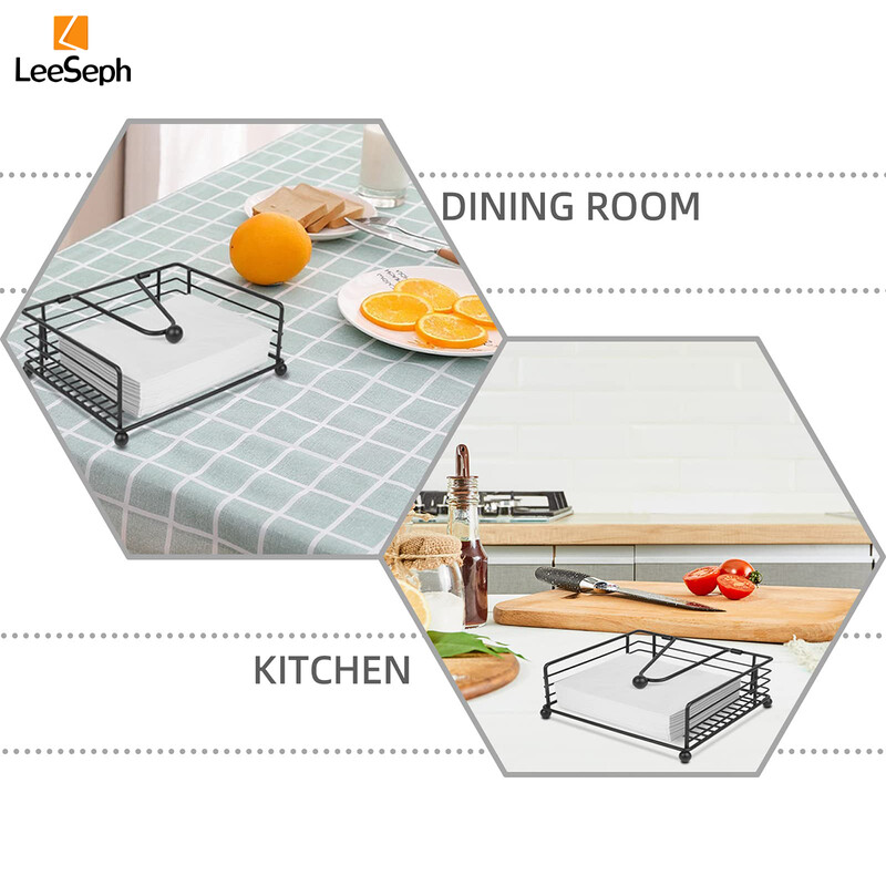 Držač za salvete Leeseph, pogodan za kuhinju, restoran i vanjsku upotrebu, odgovara različitim stilovima dekoracije blagovaonice, crna