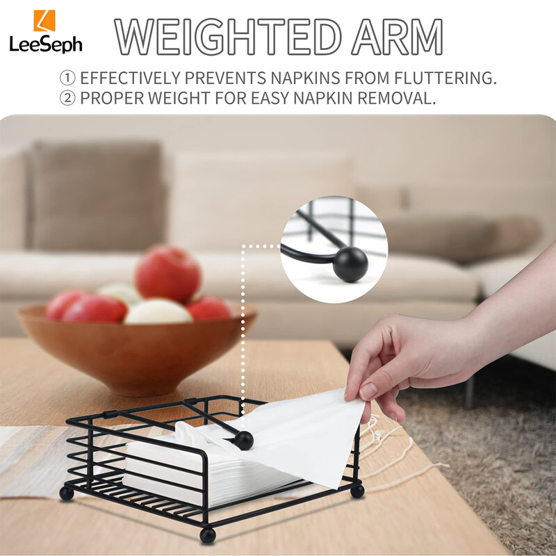 Držač za salvete Leeseph, pogodan za kuhinju, restoran i vanjsku upotrebu, odgovara različitim stilovima dekoracije blagovaonice, crna
