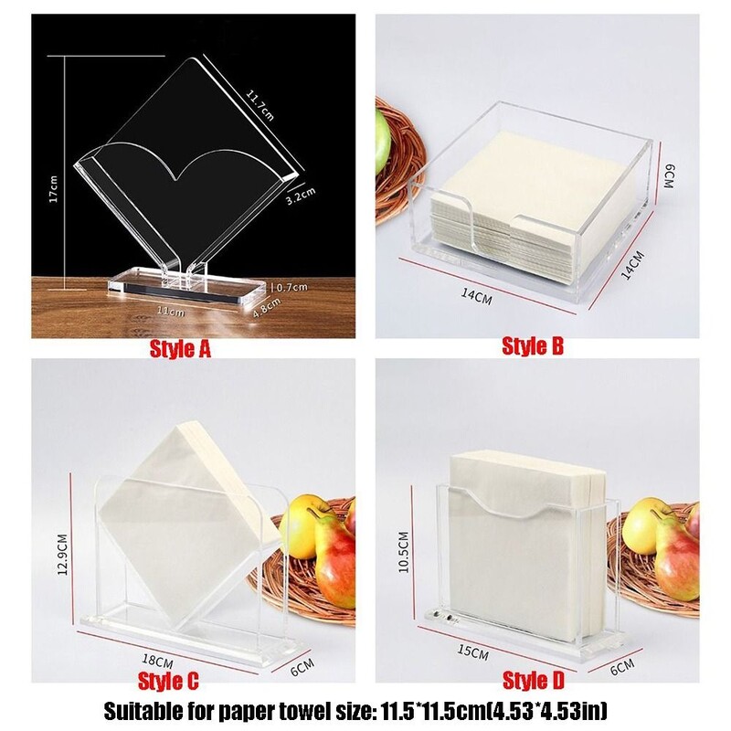 Органайзер за салфетки Прозрачен държач за салфетки Модерна акрилна кутия за салфетки Квадратна издръжлива кутия за диспенсър за салфетки Баня
