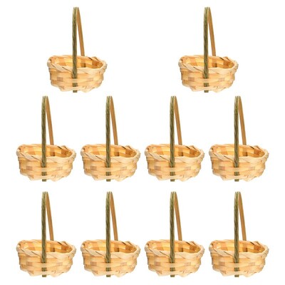 10kom Dekorirana pletena košara Bambusov pleteni cvijet Mala mini košara za pohranu s poklopcem Minijaturna mini košara Ručno pleteni cvijet
