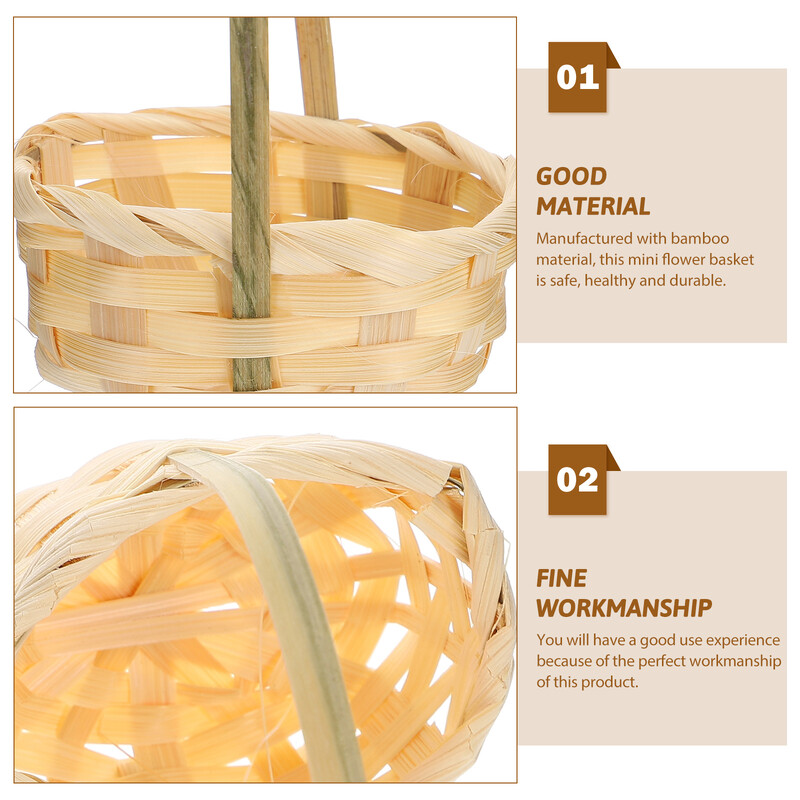 10kom Dekorirana pletena košara Bambusov pleteni cvijet Mala mini košara za pohranu s poklopcem Minijaturna mini košara Ručno pleteni cvijet