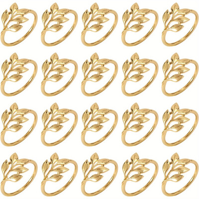Paket od 20 zlatnih prstenova za salvete, glatki rub za višekratnu upotrebu, jednostavan za čišćenje, kopča za salvete za dekoraciju stola na svadbi