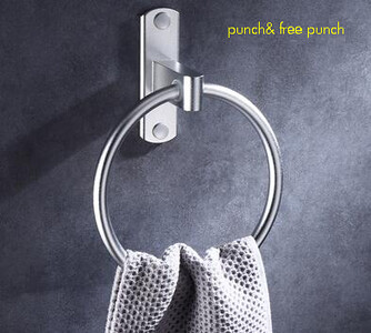 Φινίρισμα από ανοξείδωτο χάλυβα Θήκη για πετσέτες μπάνιου Επιτοίχια στρογγυλά δαχτυλίδια για πετσέτες , Δαχτυλίδι για πετσέτες ράφι μπάνιου Space αλουμίνιο