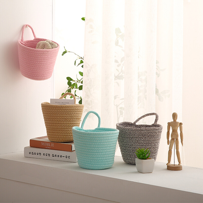 Košara za pohranu pletena od pamučnog užeta, male košare za rublje, razne stvari za stolna računala, ključevi, igračke, kutija za organiziranje grickalica, dodaci za vješanje, 12x15x