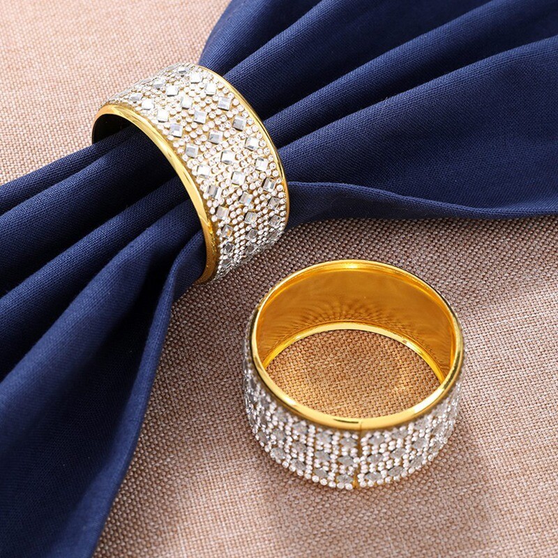 Set od 12 zlatnih prstenova za ubruse, dijamantni držač za ubruse za blagovanje, metalni držači za ubruse, vjenčanje, moderan držač za prstenje