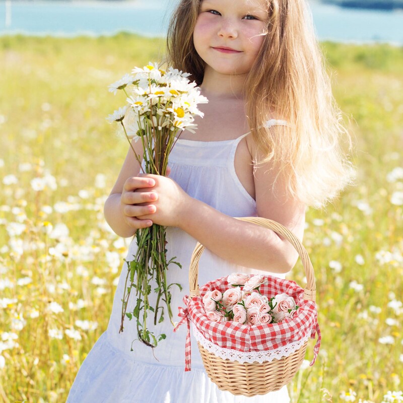 Zerodeko Crvenkapica košara Ručno tkana torba za piknik Poklon košara Pletena košara za pohranu lanena unutarnja košara za pohranu