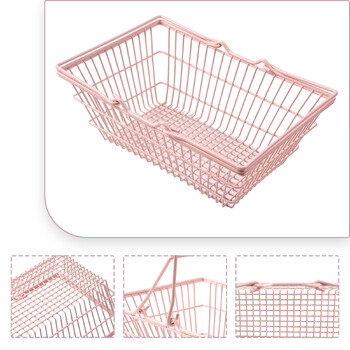 Ροζ Mini Storage Basket Desktop Finishing Cosmetics Αποθήκευση Κοσμημάτων για Κοριτσίστικα Οργάνωση Επιτραπέζιου Κοιτώνα Καλάθια δοχείων