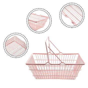 Ροζ Mini Storage Basket Desktop Finishing Cosmetics Αποθήκευση Κοσμημάτων για Κοριτσίστικα Οργάνωση Επιτραπέζιου Κοιτώνα Καλάθια δοχείων