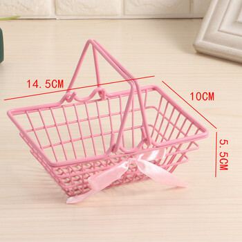 Ροζ Mini Storage Basket Desktop Finishing Cosmetics Αποθήκευση Κοσμημάτων για Κοριτσίστικα Οργάνωση Επιτραπέζιου Κοιτώνα Καλάθια δοχείων