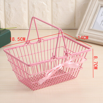 Ροζ Mini Storage Basket Desktop Finishing Cosmetics Αποθήκευση Κοσμημάτων για Κοριτσίστικα Οργάνωση Επιτραπέζιου Κοιτώνα Καλάθια δοχείων