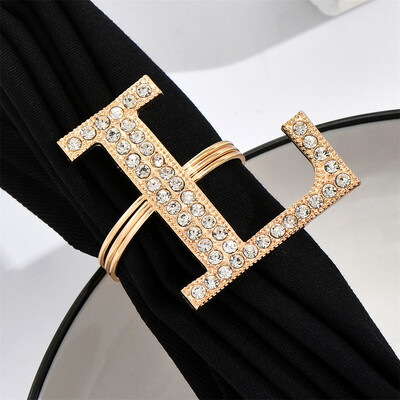 6 / KOM novi prsten za salvete s engleskim slovima s dijamantima Prsten za salvete hotelski restoran ukrasi za kopče ručnika besplatna dostava