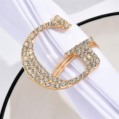 6 / KOM novi prsten za salvete s engleskim slovima s dijamantima Prsten za salvete hotelski restoran ukrasi za kopče ručnika besplatna dostava