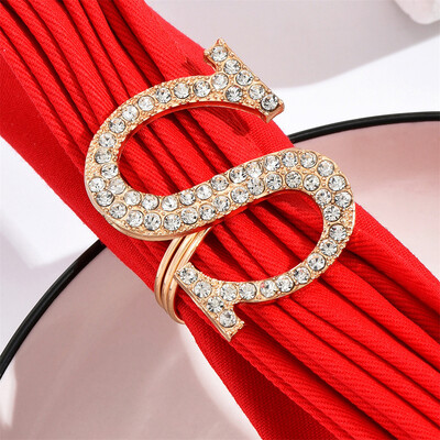 6 / KOM novi prsten za salvete s engleskim slovima s dijamantima Prsten za salvete hotelski restoran ukrasi za kopče ručnika besplatna dostava