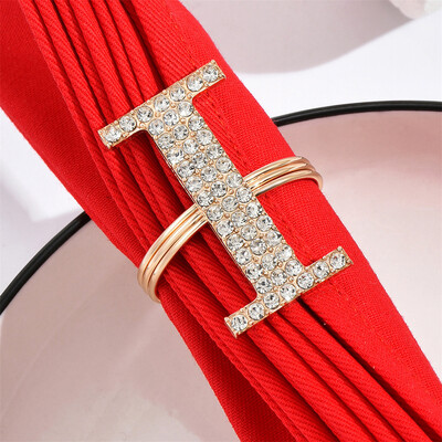 6 / KOM novi prsten za salvete s engleskim slovima s dijamantima Prsten za salvete hotelski restoran ukrasi za kopče ručnika besplatna dostava