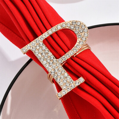 6 / KOM novi prsten za salvete s engleskim slovima s dijamantima Prsten za salvete hotelski restoran ukrasi za kopče ručnika besplatna dostava