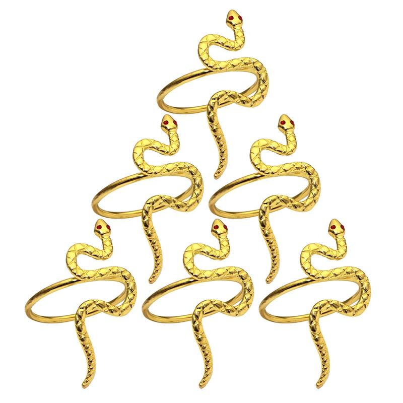 6 бр. Метални държачи за салфетки с животни 2025 Snake Year Пръстени за салфетки Парти Лунна Нова година Декорация на маса Празнична посуда Аксесоари