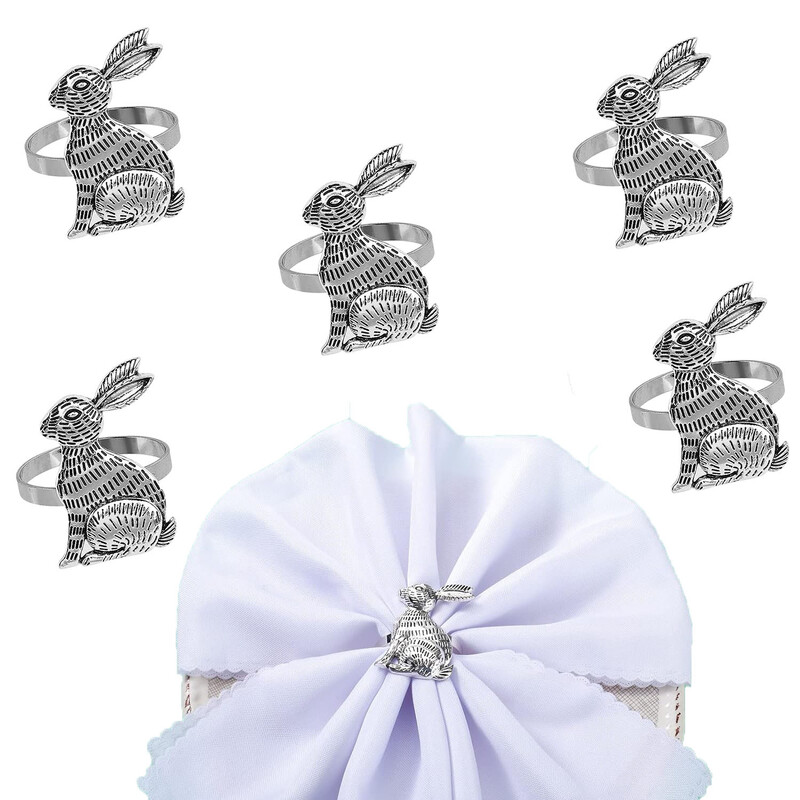 12 бр Великденски пръстен за салфетки Златен метален държач за салфетки Заешка катарама за салфетки Хотел Домашно парти Маса за хранене Сватбена украса