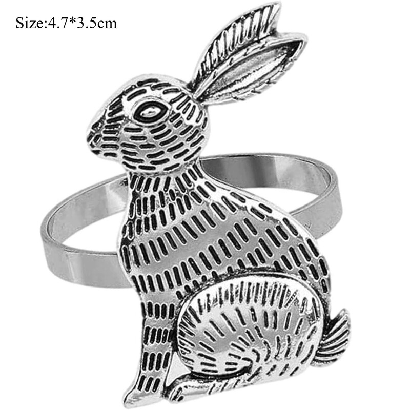 12 бр Великденски пръстен за салфетки Златен метален държач за салфетки Заешка катарама за салфетки Хотел Домашно парти Маса за хранене Сватбена украса