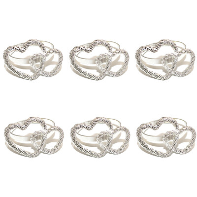 6Pcs dvostruki prstenovi za salvete u obliku srca Zlatni držač prstenova za salvete za Valentinovo Vjenčanje Rođendanska zabava Dekoracija stola HWM182