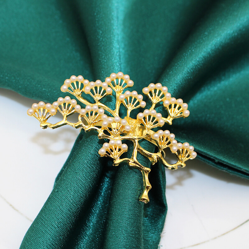 4kom božićni bor prstenovi za salvete Metalni biserni držač za salvete za božićni vjenčani banket DIY blagdanski pribor Dekorativni stol