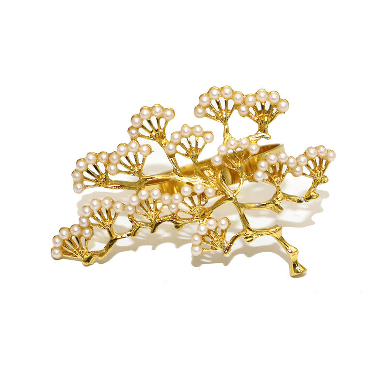 4kom božićni bor prstenovi za salvete Metalni biserni držač za salvete za božićni vjenčani banket DIY blagdanski pribor Dekorativni stol