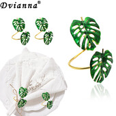 12kom Prstenovi za salvete od palminog lišća Zeleno lišće Držači za salvete Prstenovi za Dan zahvalnosti Vjenčanje Božić Dekoracija blagovaonskog stola HWL55