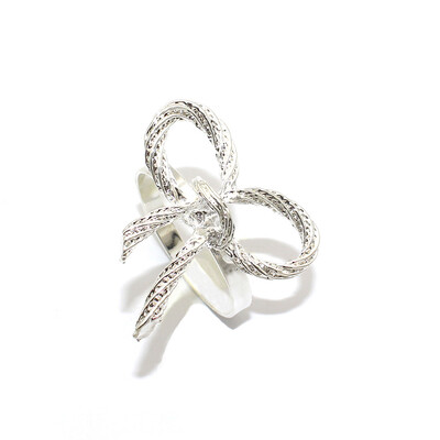 12 бр. Сребърни пръстени за салфетки с бантик Метален държач за салфетки Лък Сервиетни катарами за сватбено коледно парти Декорация на маса за вечеря