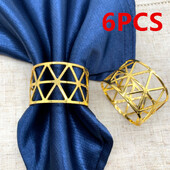 6Pcs srebrno zlatne boje Prsten za salvete Šuplje papirnate kopče za salvete Držač za salvete Rođendan Vjenčanje Božićna zabava Dekoracija Stol za večeru