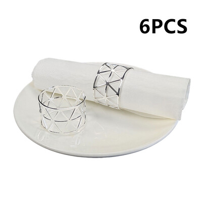 6Pcs srebrno zlatne boje Prsten za salvete Šuplje papirnate kopče za salvete Držač za salvete Rođendan Vjenčanje Božićna zabava Dekoracija Stol za večeru
