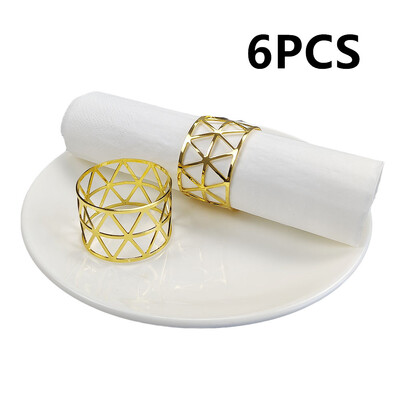 6Pcs srebrno zlatne boje Prsten za salvete Šuplje papirnate kopče za salvete Držač za salvete Rođendan Vjenčanje Božićna zabava Dekoracija Stol za večeru
