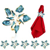 6kom Hanukkah cvjetni prstenovi za salvete, crveni i plavi cvjetni držač za salvete za božićno vjenčanje, banket, ukras za stol za večeru