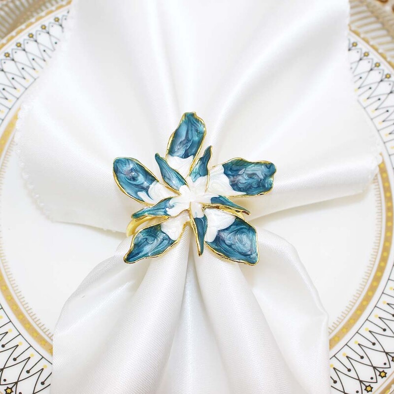 6kom Hanukkah cvjetni prstenovi za salvete, crveni i plavi cvjetni držač za salvete za božićno vjenčanje, banket, ukras za stol za večeru