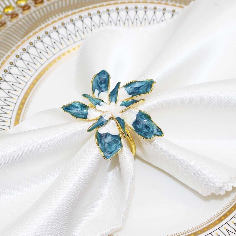 6kom Hanukkah cvjetni prstenovi za salvete, crveni i plavi cvjetni držač za salvete za božićno vjenčanje, banket, ukras za stol za večeru