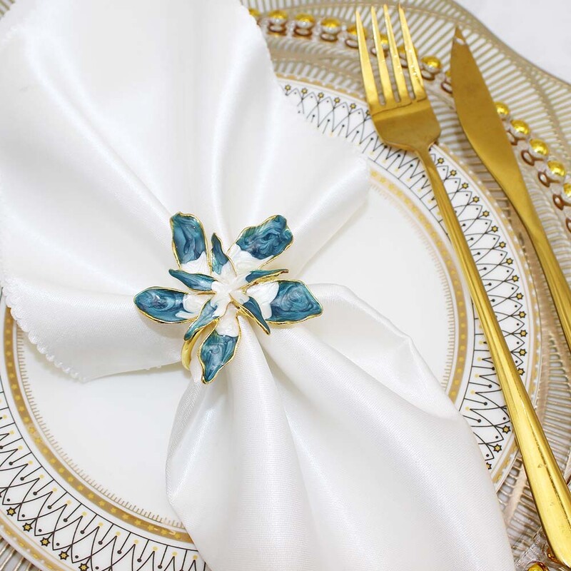 6kom Hanukkah cvjetni prstenovi za salvete, crveni i plavi cvjetni držač za salvete za božićno vjenčanje, banket, ukras za stol za večeru