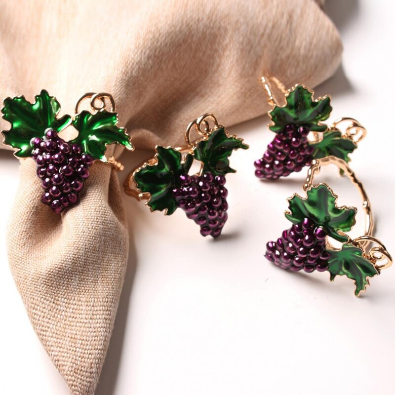 Mini 2Pcs Premium Summer Purple Grape Držač za salvete Colorfast Circle za salvete protiv hrđe za restoran