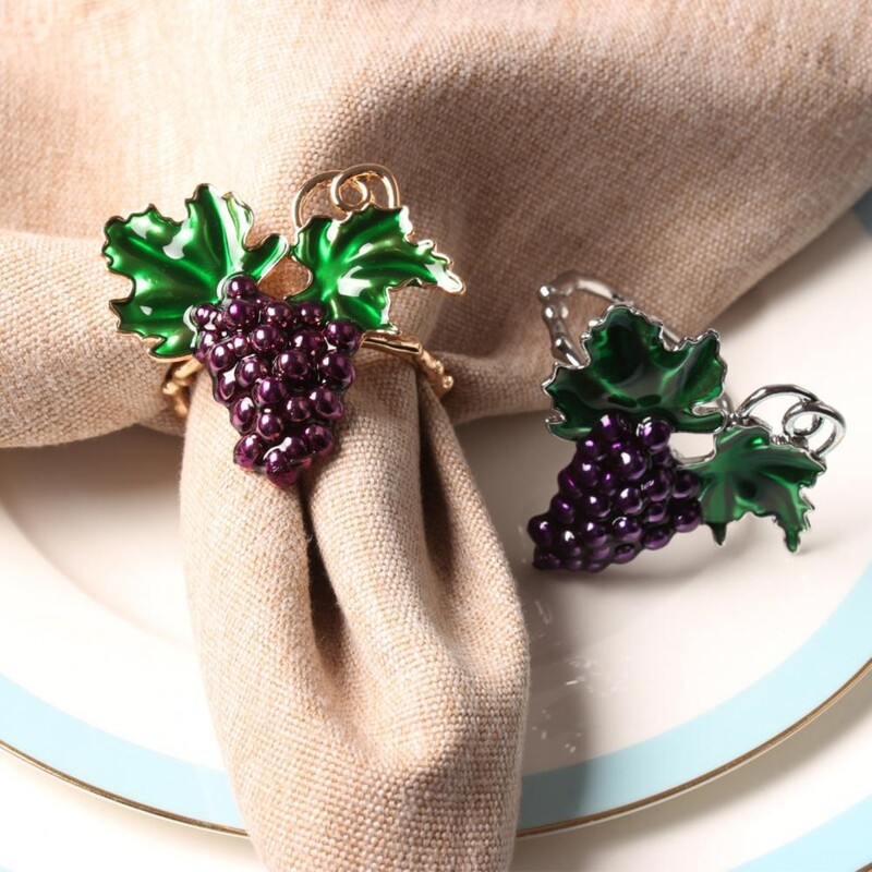 Mini 2Pcs Premium Summer Purple Grape Držač za salvete Colorfast Circle za salvete protiv hrđe za restoran