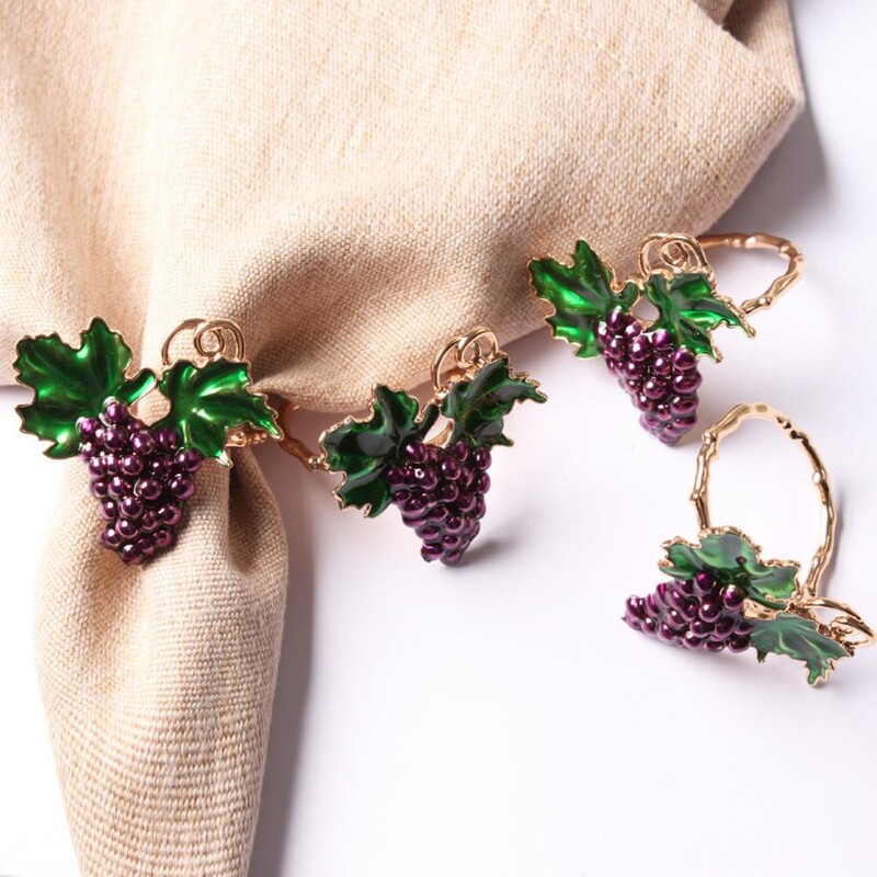 Mini 2Pcs Premium Summer Purple Grape Držač za salvete Colorfast Circle za salvete protiv hrđe za restoran