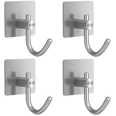 4 τμχ Γάντζοι ρόμπα μπάνιου από ανοξείδωτο ατσάλι Αυτοκόλλητος γάντζος τοίχου Θήκη για πετσέτες μπάνιου κουζίνας Γάντζος κρεμάστρα πολλαπλών χρήσεων