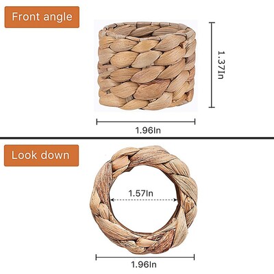 Pleteni prstenovi za salvete 6X Rustikalni tkani prstenovi za salvete Držač za salvete Umjetni jesenski prstenovi za salvete Postavljanje stola Dekoracija za vjenčanje