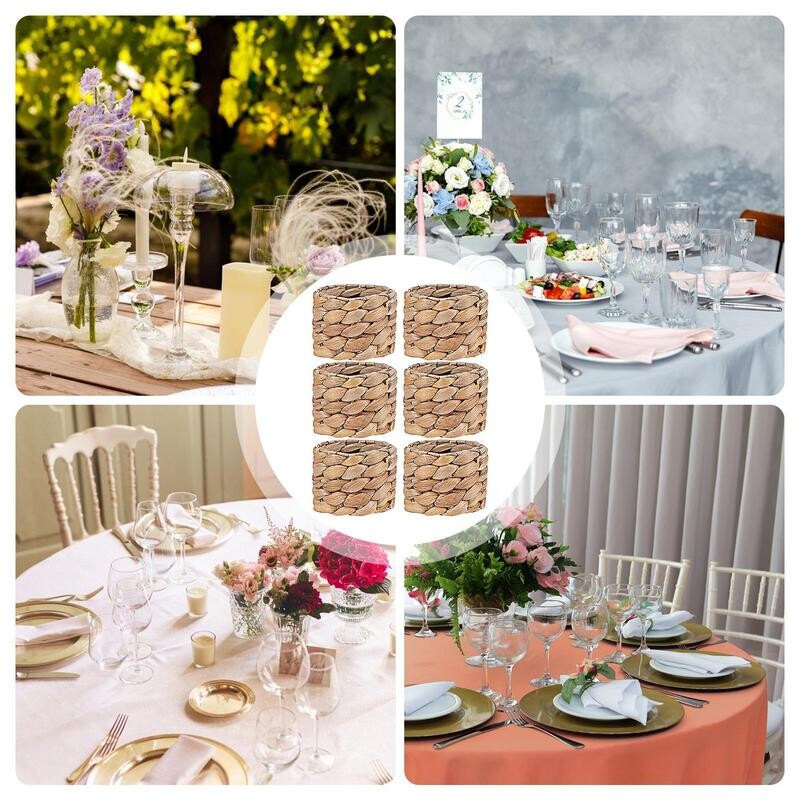 Pleteni prstenovi za salvete 6X Rustikalni tkani prstenovi za salvete Držač za salvete Umjetni jesenski prstenovi za salvete Postavljanje stola Dekoracija za vjenčanje